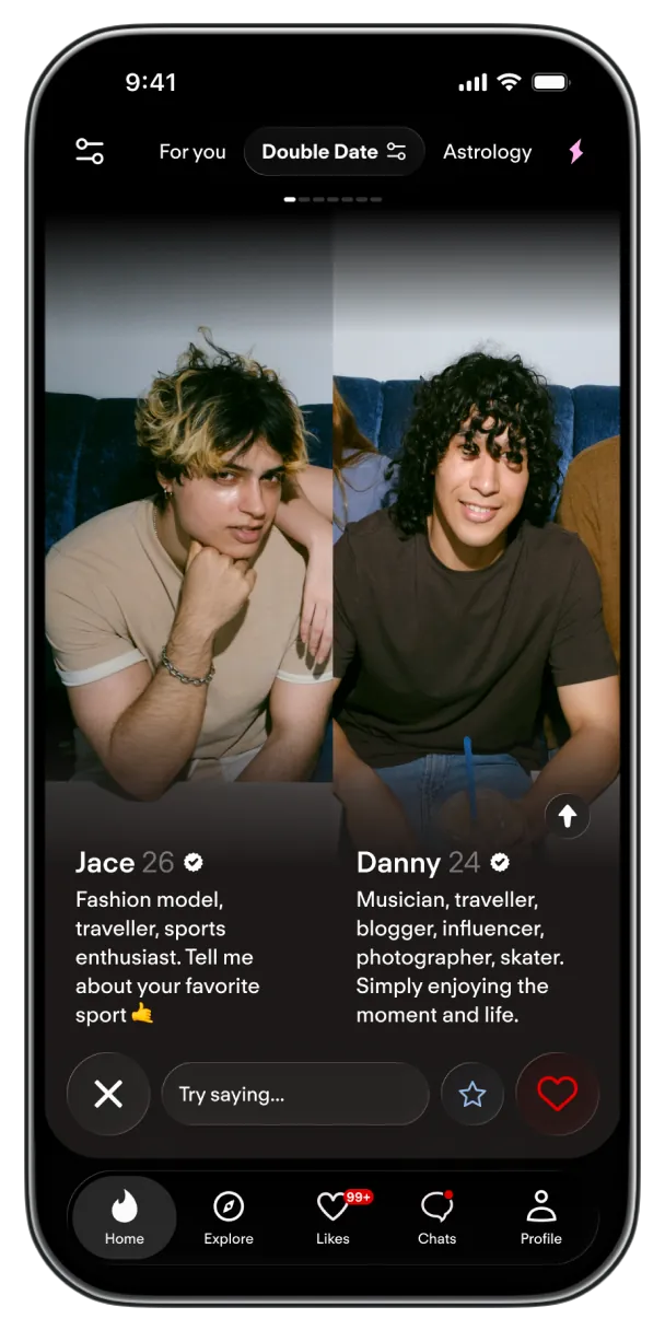 Tinder app showing the Double Date feature